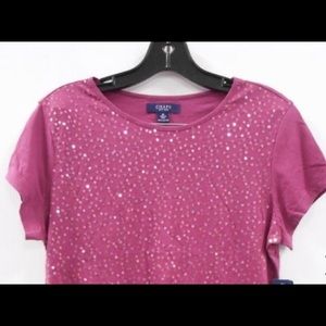 NWT Women's M Chaps Pink Shirt with Sequins Detail